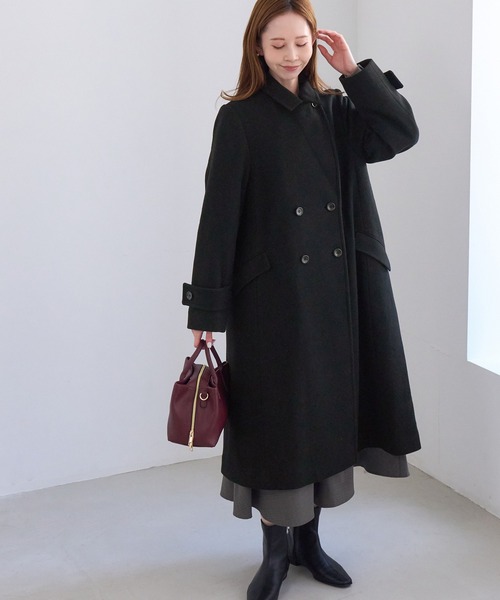 ROPE' PICNIC(ロペピクニック)の「JAPAN FABRIC ダブルチェスターロング丈ウールコート(チェスターコート・レディース・ベージュ系その他2/ブラック/ラベンダー/グレー・FREE)」の10枚目の写真