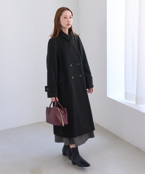 ROPE' PICNIC(ロペピクニック)の「JAPAN FABRIC ダブルチェスターロング丈ウールコート(チェスターコート・レディース・ベージュ系その他2/ブラック/ラベンダー/グレー・FREE)」の11枚目の写真