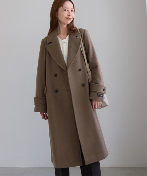 ROPE' PICNIC(ロペピクニック)の「JAPAN FABRIC ダブルチェスターロング丈ウールコート(チェスターコート・レディース・ベージュ系その他2/ブラック/ラベンダー/グレー・FREE)」の12枚目の写真