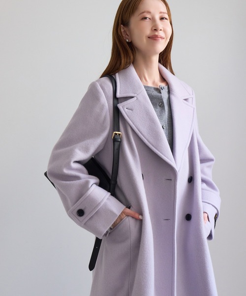 ROPE' PICNIC(ロペピクニック)の「JAPAN FABRIC ダブルチェスターロング丈ウールコート(チェスターコート・レディース・ベージュ系その他2/ブラック/ラベンダー/グレー・FREE)」の20枚目の写真