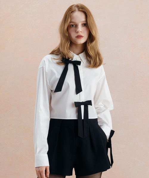 EIMY ISTOIRE(エイミーイストワール)の「EIMY RIBBON SHIRT(シャツ/ブラウス・レディース・ライトピンク/ホワイト/サックスブルー・FREE)」の9枚目の写真