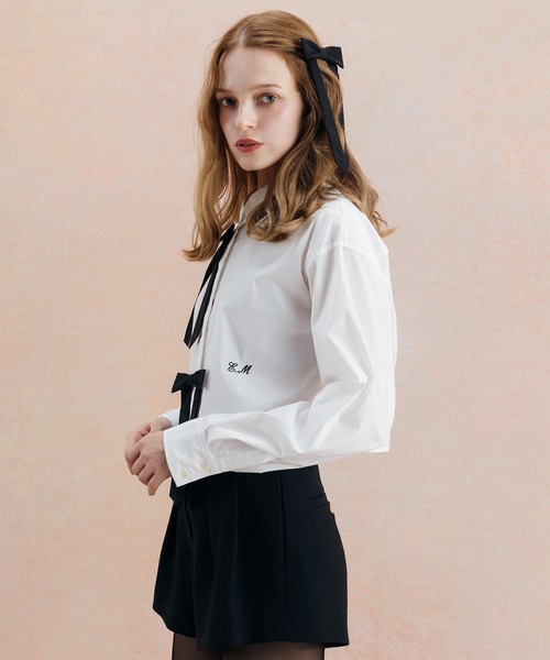 EIMY ISTOIRE(エイミーイストワール)の「EIMY RIBBON SHIRT(シャツ/ブラウス・レディース・ライトピンク/ホワイト/サックスブルー・FREE)」の11枚目の写真