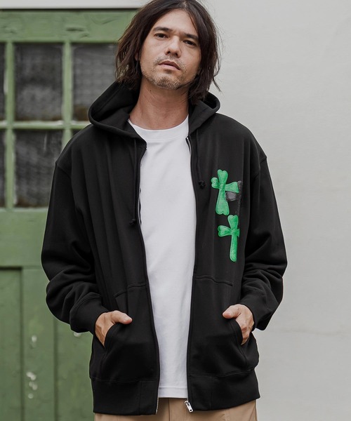 CAMBIO(カンビオ)の「mpa4274- プリントZIPパーカー - Cross Hearts(2602141MCB)(パーカー・メンズ・ブラック/ネイビー/ミックスグレー・S/M/L/XL)」の9枚目の写真