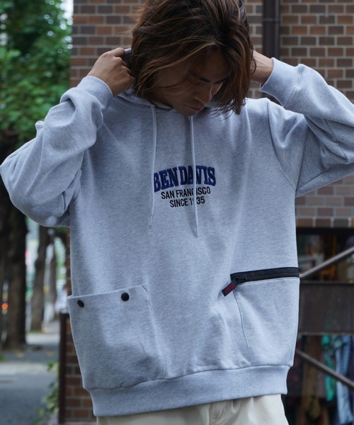 BEN DAVIS(ベンデイビス)の「BEN DAVIS POCKET HOODIE/ポケット パーカー(パーカー・メンズ・アッシュグレー・MEDIUM/LARGE/X-LARGE)」の1枚目の写真