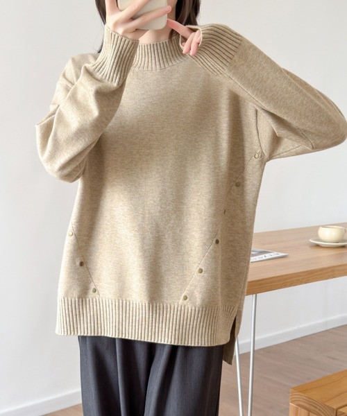 ABITOKYO(アビトーキョー)の「サイドスリットタートルネックニットプルオーパー(ニット/セーター・レディース・ブラック/チャコールグレー/モカ・FREE)」の13枚目の写真