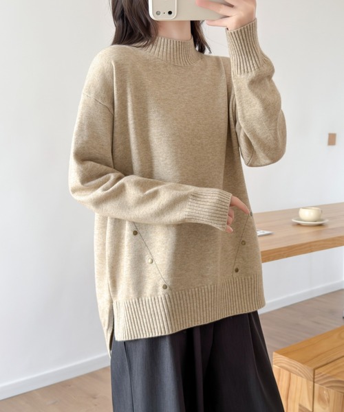 ABITOKYO(アビトーキョー)の「サイドスリットタートルネックニットプルオーパー(ニット/セーター・レディース・ブラック/チャコールグレー/モカ・FREE)」の14枚目の写真