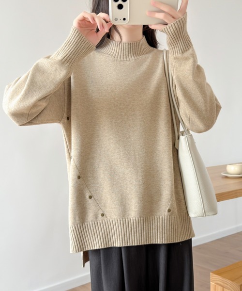 ABITOKYO(アビトーキョー)の「サイドスリットタートルネックニットプルオーパー(ニット/セーター・レディース・ブラック/チャコールグレー/モカ・FREE)」の16枚目の写真