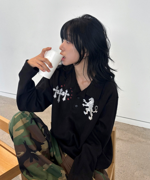 SCALLYWAG（スカリーワグ）の「ライオンポロ ロングスリーブ[ブラック]（ポロシャツ・レディース・その他・MEDIUM/LARGE）」の2枚目の写真