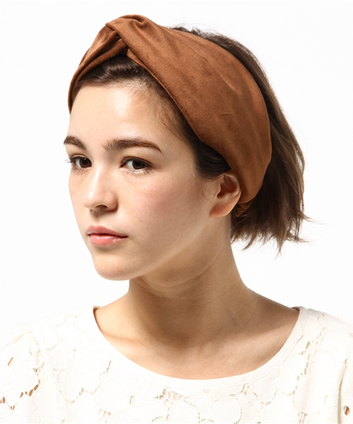 ELFORBR（エルフォーブル）の「ストレッチターバン（ヘアバンド・レディース・ブラック/キャメル・FREE）」の2枚目の写真