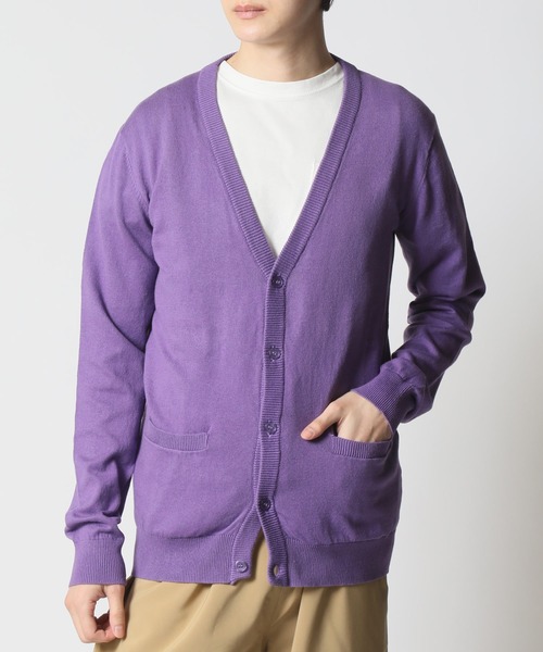 ARCADE（アーケード）の「コットンニットカーディガン（カーディガン/ボレロ・メンズ・チャコールグレー/グレー/ロイヤルブルー/マスタード/ネイビー/グリーン/ワインレッド/キナリ/ブラック/レッド/ワイン/オフホワイト/ラベンダー/ライトピンク・LARGE/MEDIUM/LL）」の9枚目の写真