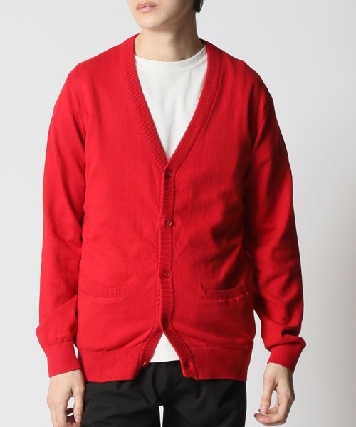ARCADE（アーケード）の「コットンニットカーディガン（カーディガン/ボレロ・メンズ・チャコールグレー/グレー/ロイヤルブルー/マスタード/ネイビー/グリーン/ワインレッド/キナリ/ブラック/レッド/ワイン/オフホワイト/ラベンダー/ライトピンク・LARGE/MEDIUM/LL）」の12枚目の写真