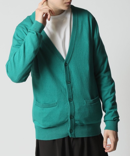 ARCADE（アーケード）の「コットンニットカーディガン（カーディガン/ボレロ・メンズ・チャコールグレー/グレー/ロイヤルブルー/マスタード/ネイビー/グリーン/ワインレッド/キナリ/ブラック/レッド/ワイン/オフホワイト/ラベンダー/ライトピンク・LARGE/MEDIUM/LL）」の2枚目の写真