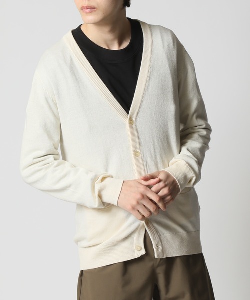 ARCADE（アーケード）の「コットンニットカーディガン（カーディガン/ボレロ・メンズ・チャコールグレー/グレー/ロイヤルブルー/マスタード/ネイビー/グリーン/ワインレッド/キナリ/ブラック/レッド/ワイン/オフホワイト/ラベンダー/ライトピンク・LARGE/MEDIUM/LL）」の4枚目の写真