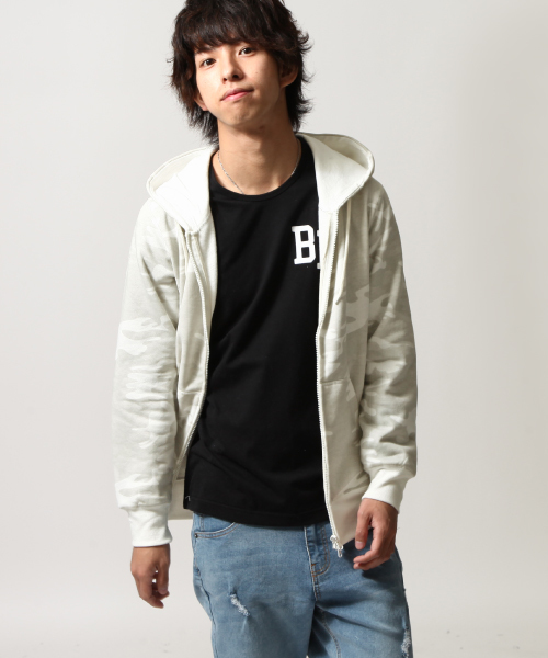 ZIP FIVE(ジップファイブ)の「裏起毛ZIPパーカー(パーカー・メンズ・ネイビー/杢グレー/ホワイト/ホワイト系その他/ブラック/オリーブ/グレー系その他/チャコール・X-LARGE/LARGE/MEDIUM/SMALL)」の3枚目の写真