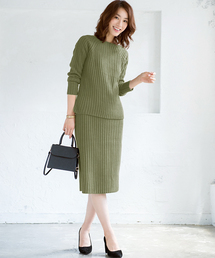 ボートネック リブニットセットアップ/ニットアップ