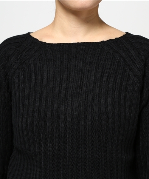 Pierrot（ピエロ）の「ボートネック リブニットセットアップ/ニットアップ（ワンピース・レディース・ネイビー/ベージュ/カーキ/杢グレー/ブラック・M/L）」の10枚目の写真