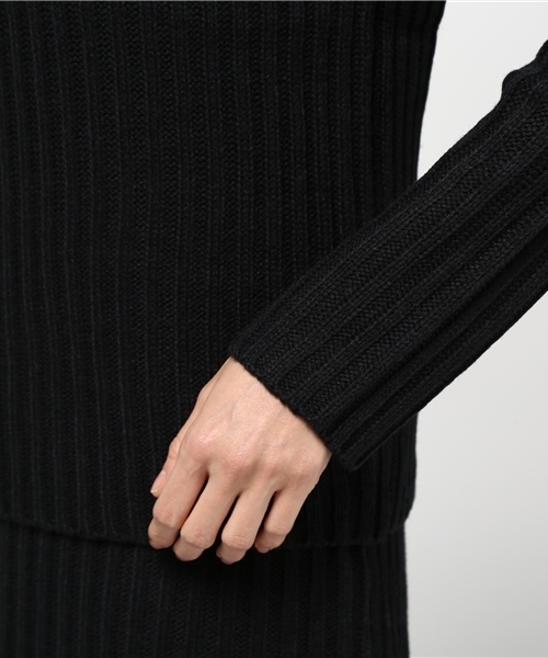 Pierrot（ピエロ）の「ボートネック リブニットセットアップ/ニットアップ（ワンピース・レディース・ネイビー/ベージュ/カーキ/杢グレー/ブラック・M/L）」の11枚目の写真