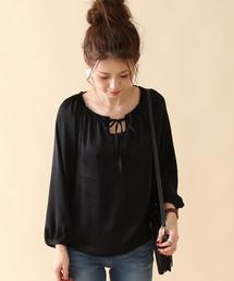coen | ヴィンテージサテンギャザーブラウス(シャツ/ブラウス)