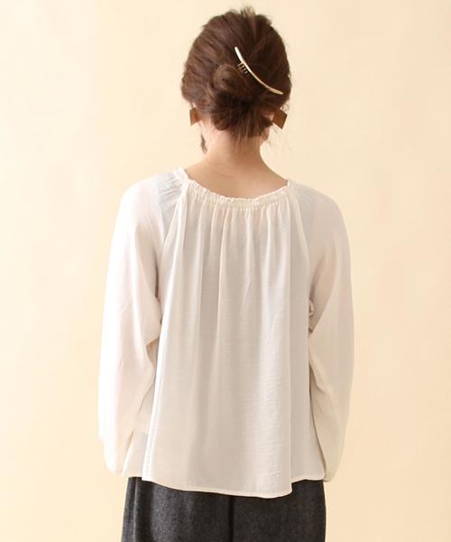 coen（コーエン）の「ヴィンテージサテンギャザーブラウス（シャツ/ブラウス・レディース・ナチュラル/ブラック・FREE）」の17枚目の写真