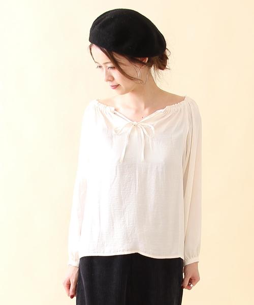 coen（コーエン）の「ヴィンテージサテンギャザーブラウス（シャツ/ブラウス・レディース・ナチュラル/ブラック・FREE）」の21枚目の写真