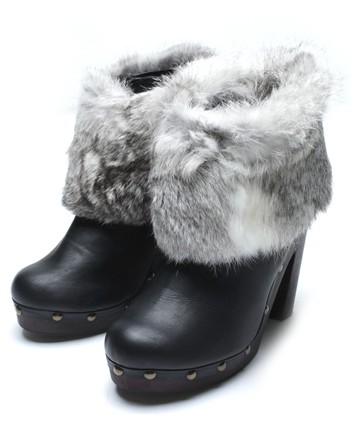 mystic（ミスティック）の「ラビットファー付きサイドゴア（ブーツ・レディース・ダークブラウン/ブラック・37inch/36inch）」の2枚目の写真