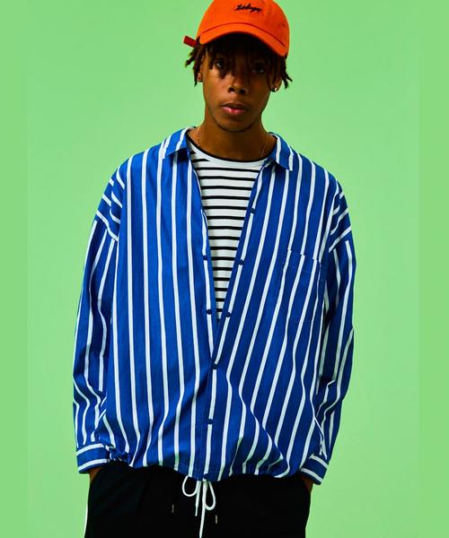 MONKEY TIME（モンキータイム）の「＜monkey time＞ STRIPE SHIRT JACKET/シャツ（シャツ/ブラウス・メンズ・オフホワイト/ロイヤルブルー・SMALL/MEDIUM/X-LARGE/LARGE）」の2枚目の写真