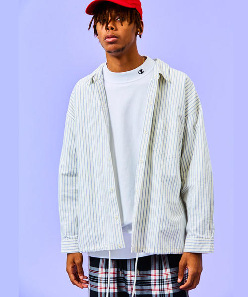 MONKEY TIME（モンキータイム）の「＜monkey time＞ STRIPE SHIRT JACKET/シャツ（シャツ/ブラウス・メンズ・オフホワイト/ロイヤルブルー・SMALL/MEDIUM/X-LARGE/LARGE）」の11枚目の写真