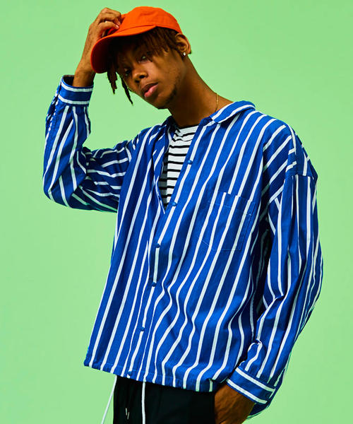 MONKEY TIME（モンキータイム）の「＜monkey time＞ STRIPE SHIRT JACKET/シャツ（シャツ/ブラウス・メンズ・オフホワイト/ロイヤルブルー・SMALL/MEDIUM/X-LARGE/LARGE）」の7枚目の写真