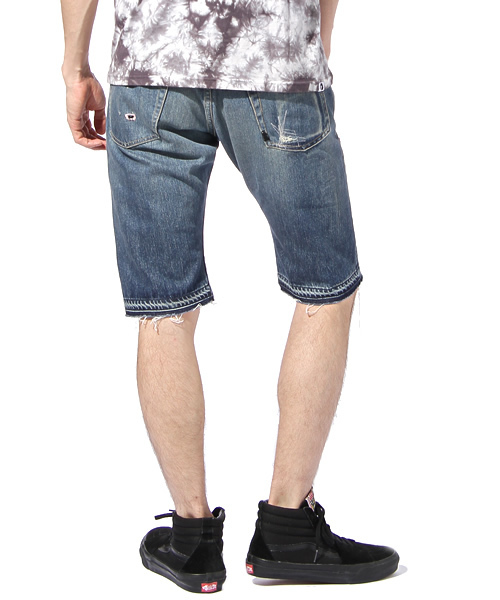 HYSTERIC GLAMOUR（ヒステリックグラマー）の「CSR加工デニムショートPT（デニムパンツ・メンズ・インディゴブルー・28inch/30inch/32inch/34inch）」の3枚目の写真