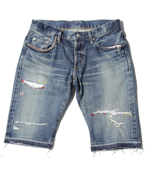 HYSTERIC GLAMOUR（ヒステリックグラマー）の「CSR加工デニムショートPT（デニムパンツ・メンズ・インディゴブルー・28inch/30inch/32inch/34inch）」の4枚目の写真