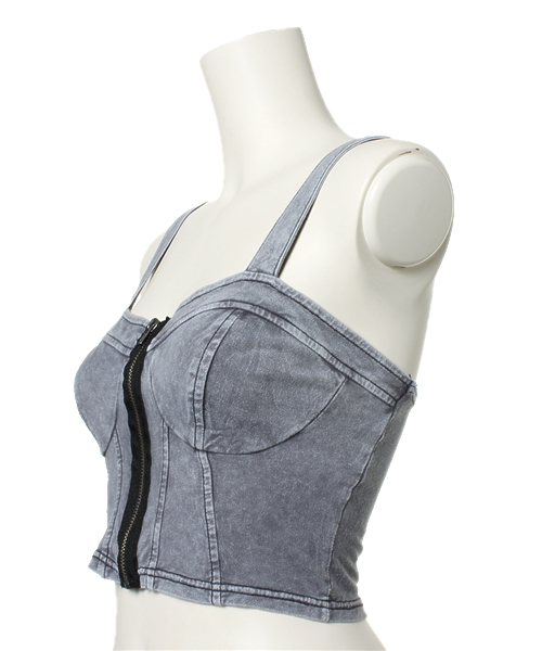 TOPSHOP（トップショップ）の「DENIM ZIP BRALET（その他トップス・レディース・グレー・6/10/12/8）」の2枚目の写真