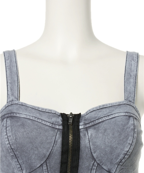 TOPSHOP（トップショップ）の「DENIM ZIP BRALET（その他トップス・レディース・グレー・6/10/12/8）」の4枚目の写真
