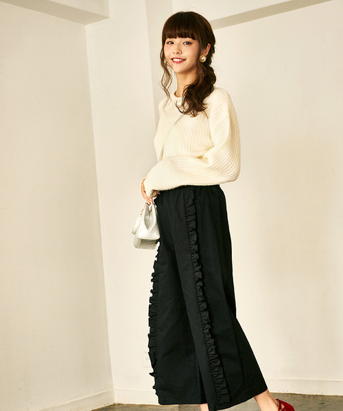 WEGO(ウィゴー)の「WEGO/ふわもちクルーネックニット(ニット/セーター・レディース・レッド/オフホワイト/パープル/ライム/ブラック/ターコイズブルー/イエロー・FREE)」の21枚目の写真