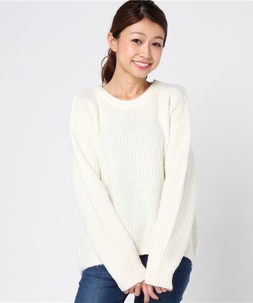 WEGO(ウィゴー)の「WEGO/ふわもちクルーネックニット(ニット/セーター・レディース・レッド/オフホワイト/パープル/ライム/ブラック/ターコイズブルー/イエロー・FREE)」の16枚目の写真