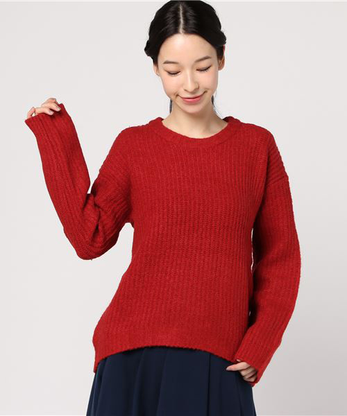 WEGO(ウィゴー)の「WEGO/ふわもちクルーネックニット(ニット/セーター・レディース・レッド/オフホワイト/パープル/ライム/ブラック/ターコイズブルー/イエロー・FREE)」の22枚目の写真