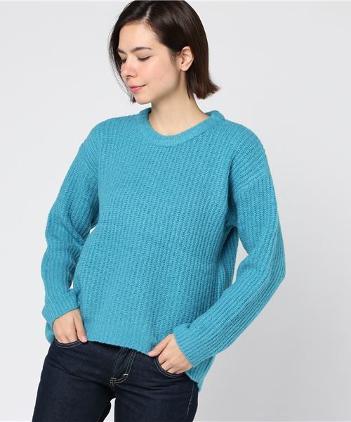 WEGO(ウィゴー)の「WEGO/ふわもちクルーネックニット(ニット/セーター・レディース・レッド/オフホワイト/パープル/ライム/ブラック/ターコイズブルー/イエロー・FREE)」の4枚目の写真