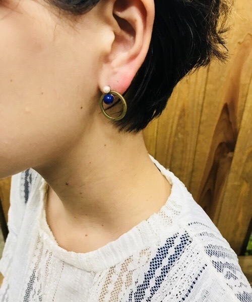 TONE SELECT GOODS(トーンセレクトグッズ)の「【bea-jux】真鍮リングシリーズ/ピアス(ピアス(両耳用)・レディース・ピンク/ブルー・FREE)」の2枚目の写真