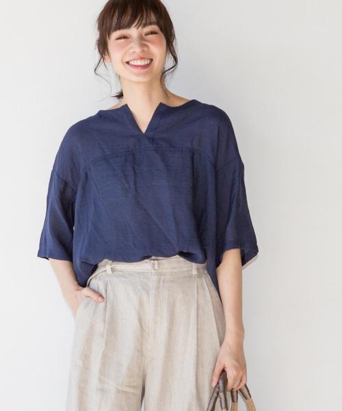 coen（コーエン）の「ヴィンテージサテンブラウス（シャツ/ブラウス・レディース・ホワイト/ネイビー/イエロー・FREE）」の3枚目の写真