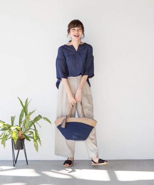 coen（コーエン）の「ヴィンテージサテンブラウス（シャツ/ブラウス・レディース・ホワイト/ネイビー/イエロー・FREE）」の4枚目の写真