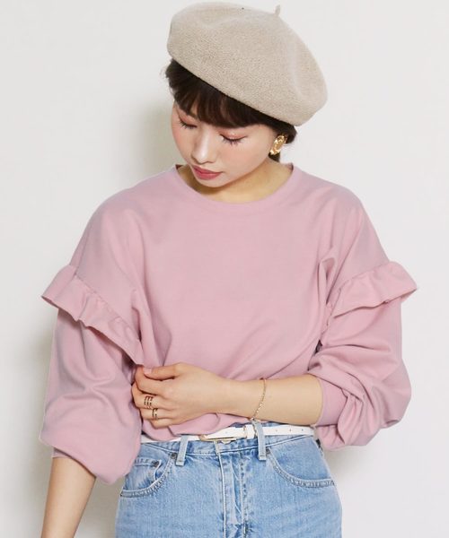 reca(レカ)の「【zozotown限定】切りっぱなしフリル袖が大人可愛い◇袖ボリュームスウェットカットソー【2018 S/S 】(Tシャツ/カットソー・レディース・ホワイト/ネイビー/ピンク・FREE)」の14枚目の写真