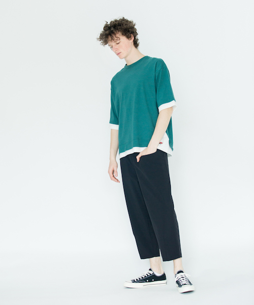 rehacer(レアセル)の「rehacer : Fake Layered Wide CS / フェイクレイヤード ワイド カットソー(Tシャツ/カットソー・メンズ・ブラック/グレー/グリーン・LARGE/MEDIUM/SMALL)」の6枚目の写真