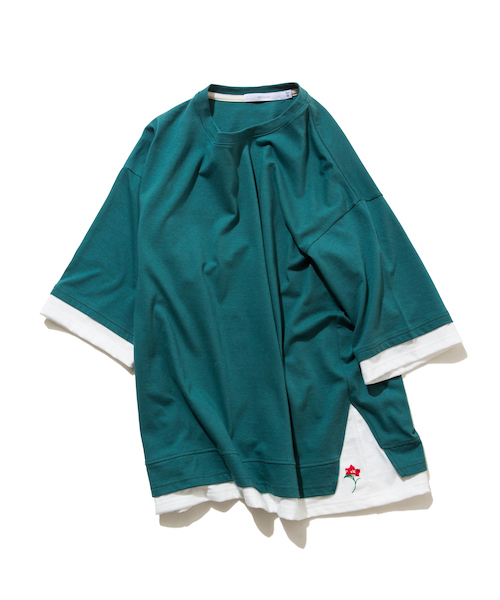 rehacer(レアセル)の「rehacer : Fake Layered Wide CS / フェイクレイヤード ワイド カットソー(Tシャツ/カットソー・メンズ・ブラック/グレー/グリーン・LARGE/MEDIUM/SMALL)」の4枚目の写真