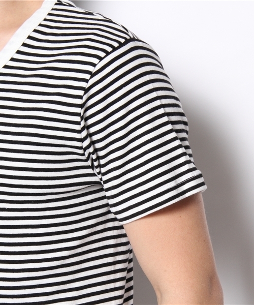 BEAUTY&YOUTH UNITED ARROWS(ビューティーアンドユースユナイテッドアローズ)の「BY フライス ボーダー Vネック ショートスリーブ§◆§4(Tシャツ/カットソー・メンズ・ブラック/ピンク/ロイヤルブルー/ワインレッド・SMALL/MEDIUM/LARGE/X-LARGE)」の9枚目の写真