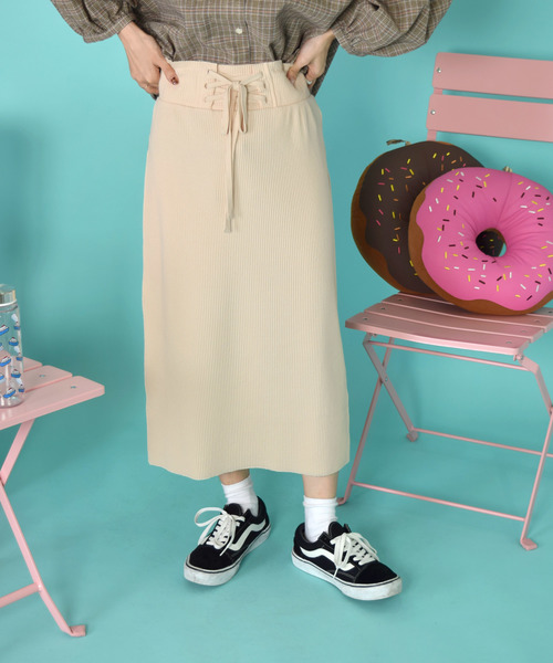 w closet(ダブルクローゼット)の「レースアップスカート_(スカート・レディース・グレー/アイボリー/スミクロ/ライトグレー/ブラウン/ダークグレー・FREE)」の15枚目の写真