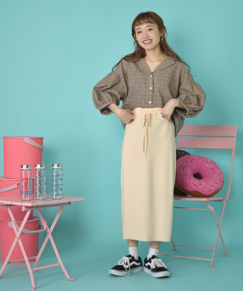 w closet(ダブルクローゼット)の「レースアップスカート_(スカート・レディース・グレー/アイボリー/スミクロ/ライトグレー/ブラウン/ダークグレー・FREE)」の19枚目の写真