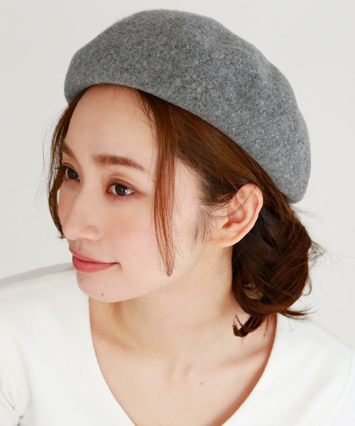 Luz Llena（ラズレナ）の「[ウール混]フェルトベレー帽（ハンチング/ベレー帽・レディース・ブラック/グレー/キャメル・ﾌﾘ-）」の3枚目の写真