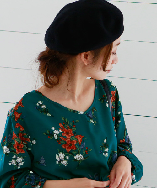 Luz Llena（ラズレナ）の「[ウール混]フェルトベレー帽（ハンチング/ベレー帽・レディース・ブラック/グレー/キャメル・ﾌﾘ-）」の4枚目の写真