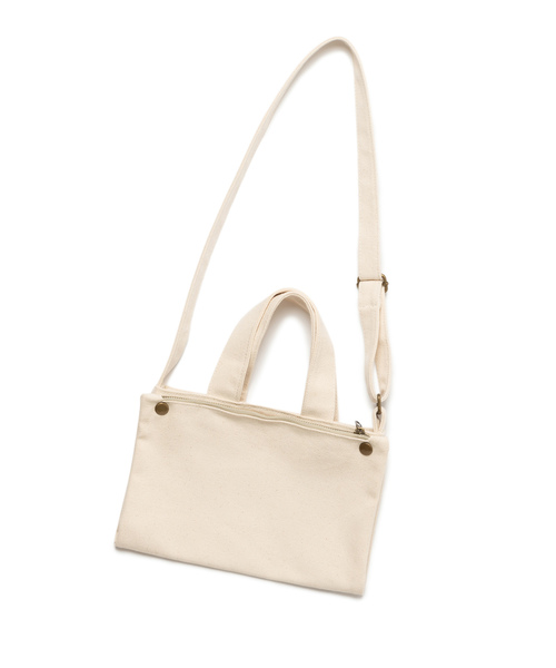 LAYMEE（レイミー）の「LAYMEE 2way cotton bag / 2WAYコットン ショルダーバッグ トートバッグ（ショルダーバッグ・レディース・ホワイト/ブラック・FREE）」の4枚目の写真