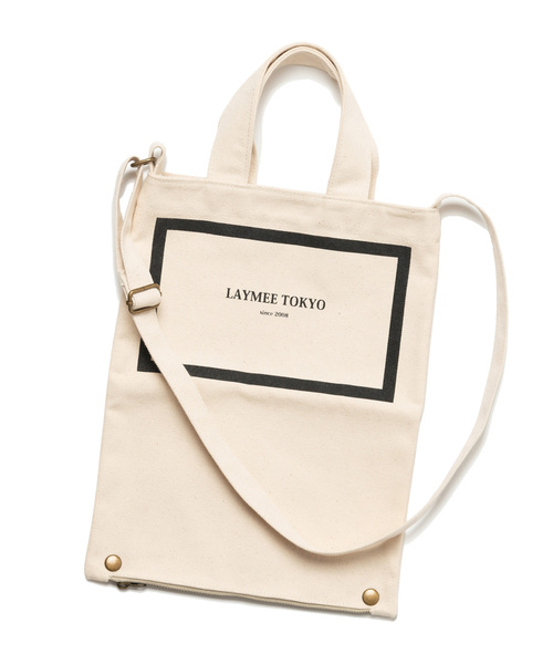 LAYMEE（レイミー）の「LAYMEE 2way cotton bag / 2WAYコットン ショルダーバッグ トートバッグ（ショルダーバッグ・レディース・ホワイト/ブラック・FREE）」の5枚目の写真