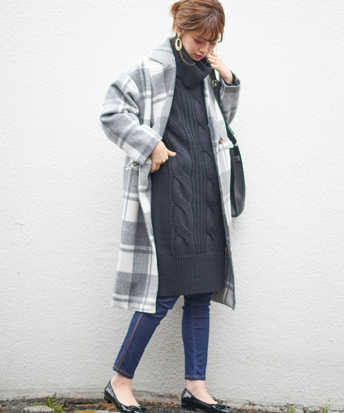 natural couture（ナチュラルクチュール）の「ビックケーブルタートルワンピ（ワンピース・レディース・ブラック/ベージュ/オフホワイト/ミント/パープル系その他・FREE）」の8枚目の写真